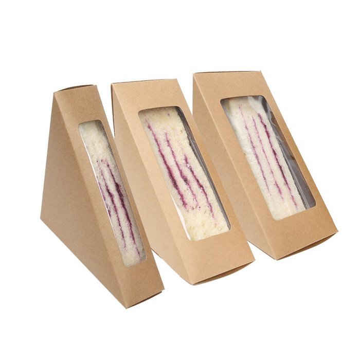 Set of 50PCS Small Kraft Sandwich Holder with Clear Display N2