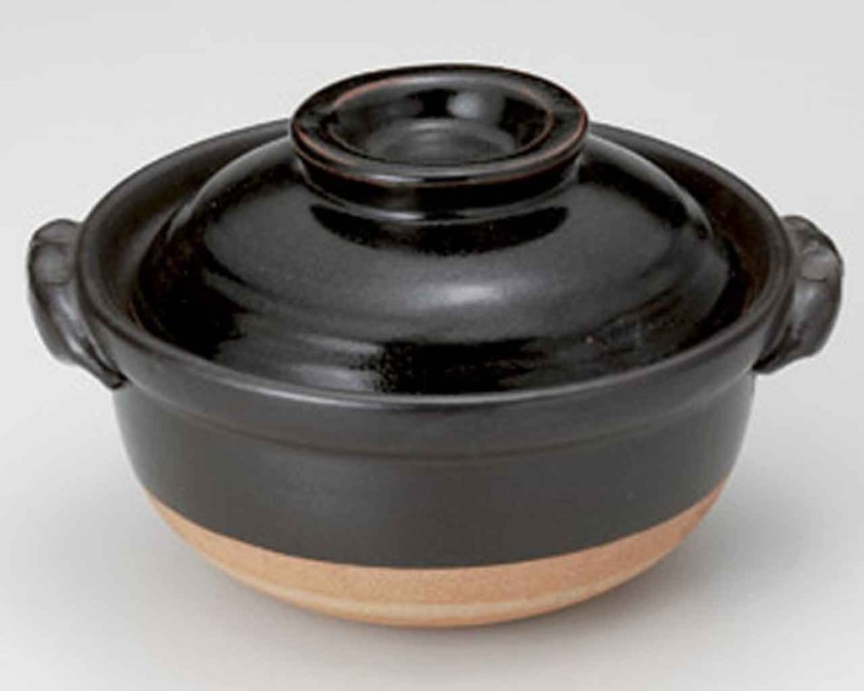 Tenmoku Daruma for 1-2 persons 7.7inch Donabe Japanese Hot pot Black Ceramic Made in Japan