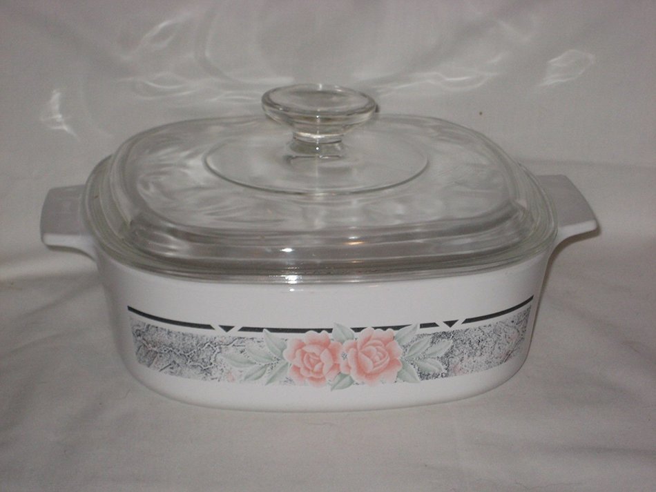 Vintage 1991-94 Corning Ware Silk & Roses 2 Liter Square Casserole Baking Dish A-2-B (retired)