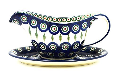 Polish Pottery Gravy Boat - Peacock