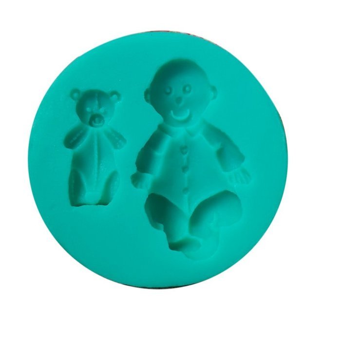 Click Down Bear Head Shape Fondant Cake Silicone Mold Pink Mini N20