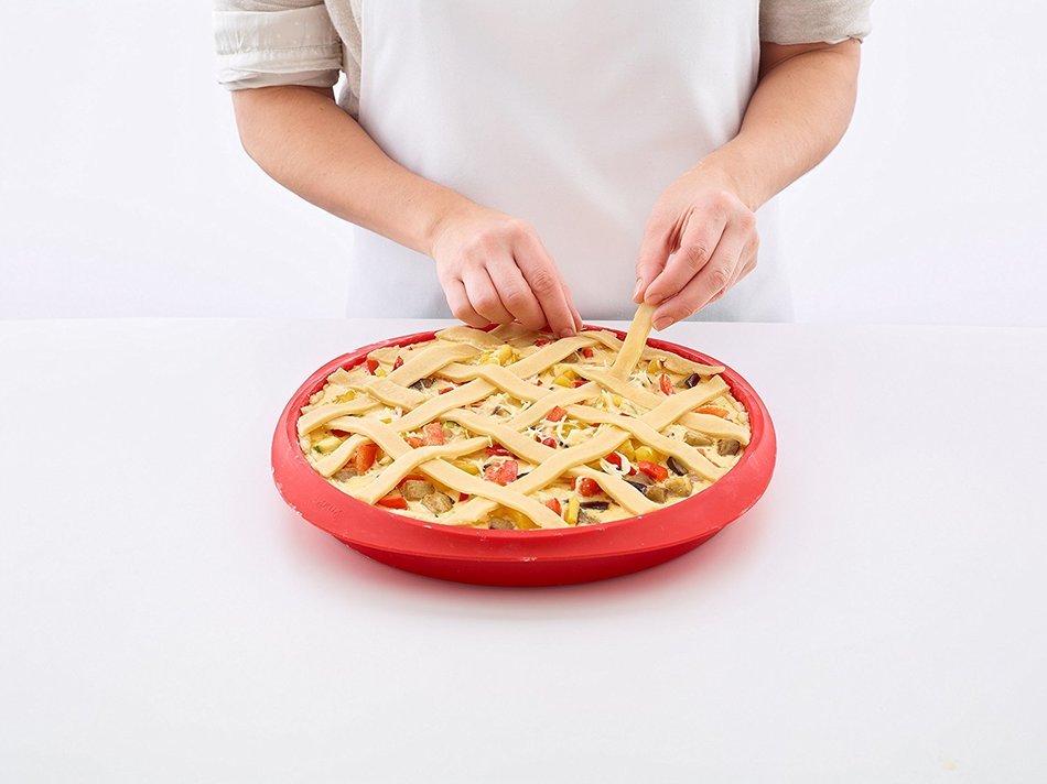 Lekue Baking Silicone Quiche Mold, 11", Red N7