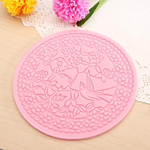 Magpies Branches Round Silicone Lace Fondant Mold Cake Mould