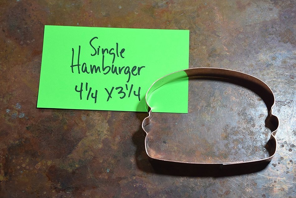Single Hamburger Cheeseburger Copper Cookie Cutter Fast Food Shapes N2