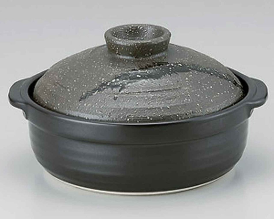 Ishime Suisei for 6-8 persons 14.1inch Donabe Japanese Hot pot Black Ceramic Made in Japan
