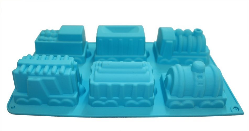 Bella P 6 Cavities Train Silicone Baking Cake Molds(Blue) N2