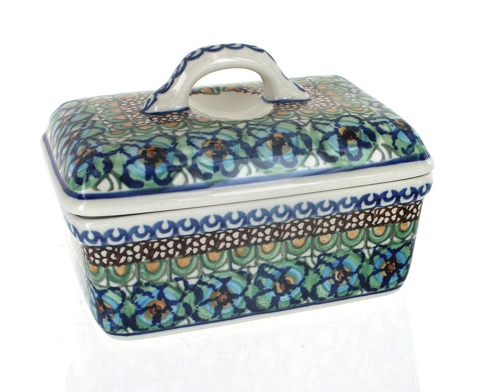 Polish Pottery Mardi Gras Butter Tub
