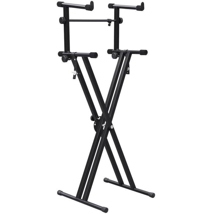 X Style Pro Dual Music Keyboard Stand Electronic Piano Double 2-Tier Adjustable