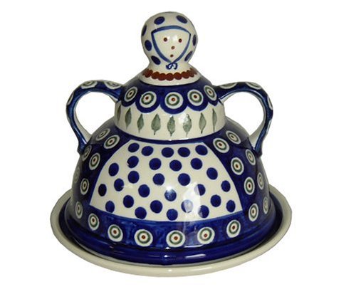 Polish Pottery Peacock Cheese Lady