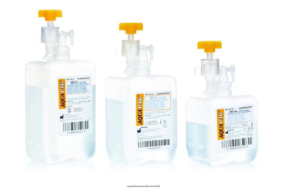 AQUAPAK Humidifier with Sterile Water - 650 ml, Case Of 10