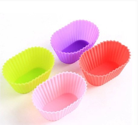 Pack of 10 Oval Jelly Pudding Silicone Cake Mold Pan 2.6"x1.7"x1.2" Color At Random
