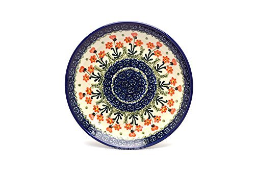 Polish Pottery Plate - Salad/Dessert (7 3/4") - Peach Spring Daisy