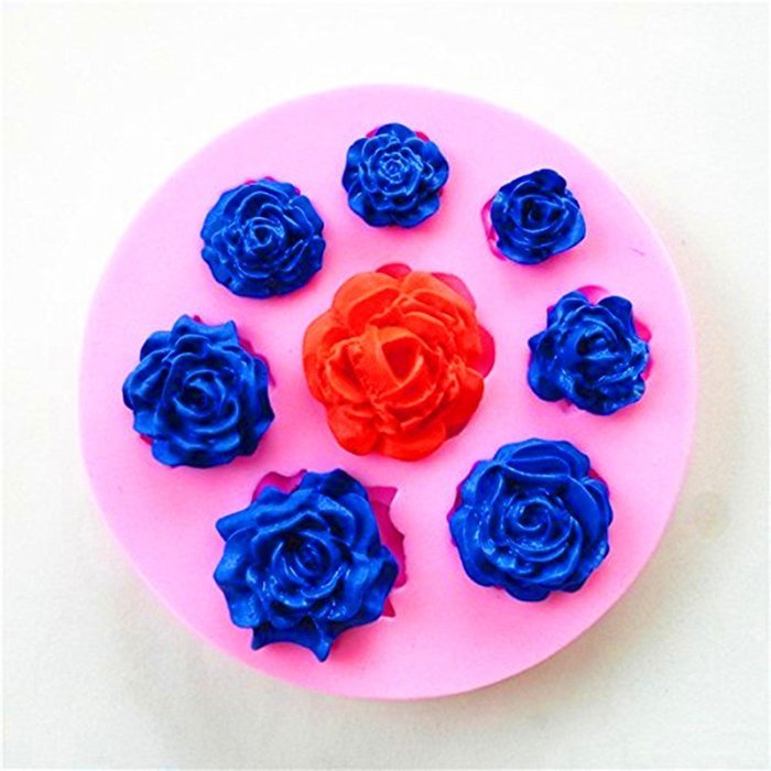 Kangkang@ Silicone Chocolate Double Sugar Mould Roses Stereo Bake Cake Decoration Printing Tools (Random Color)
