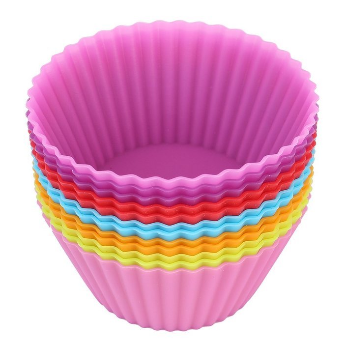12pcs/pack 2.8inch Soft Silicone Cupcake Cup Mold Multicolor N2