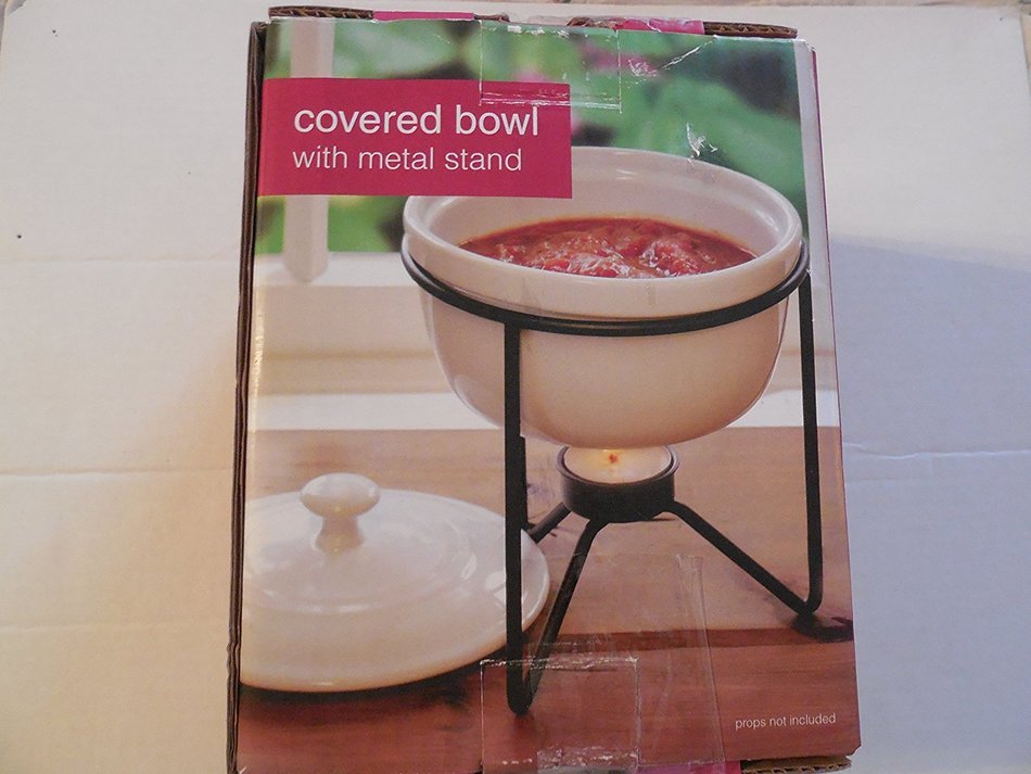 Covered Bowl with Metal Stand
