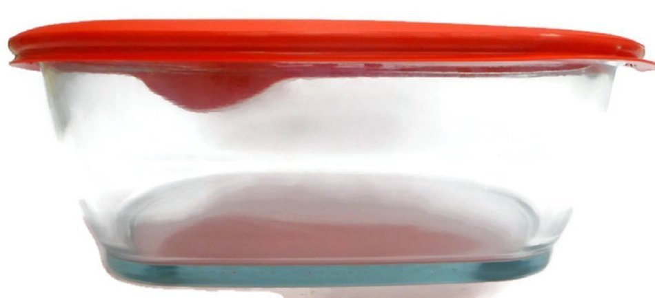 Pyrex 3 Qt Square Bundle: Square Dish with Red Plastic Microwave Vented Lid