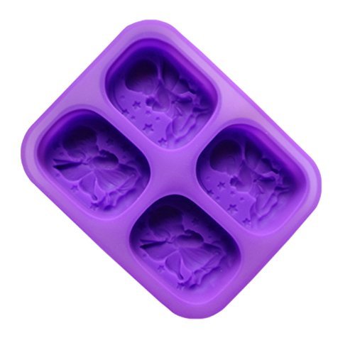 4 Hole Little Angel Silicone Cake Mold Pan 7"x5.5"x0.8" Color At Random