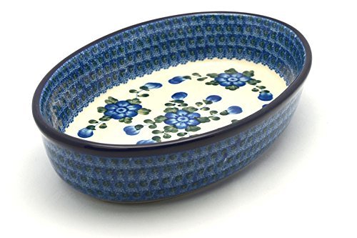 Polish Pottery Baker - Oval - Large - Blue Poppy