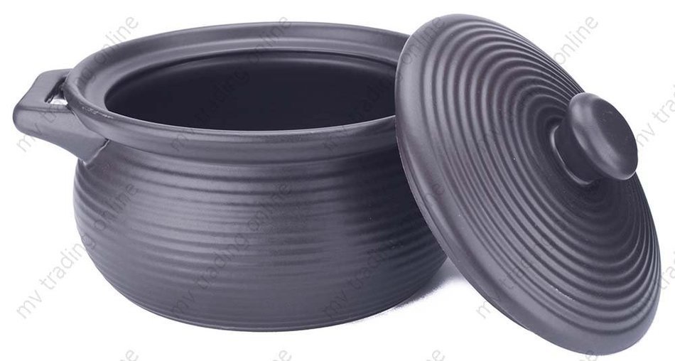 M.V. Trading K85 Stoneware Chinese Cooking Pot, Black, 4-Quart N6