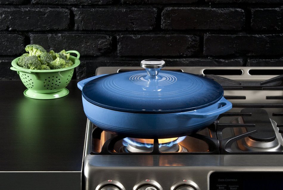 Lodge EC3CC43 Enameled Cast Iron Covered Casserole, 3-Quart, Island Spice Red N6