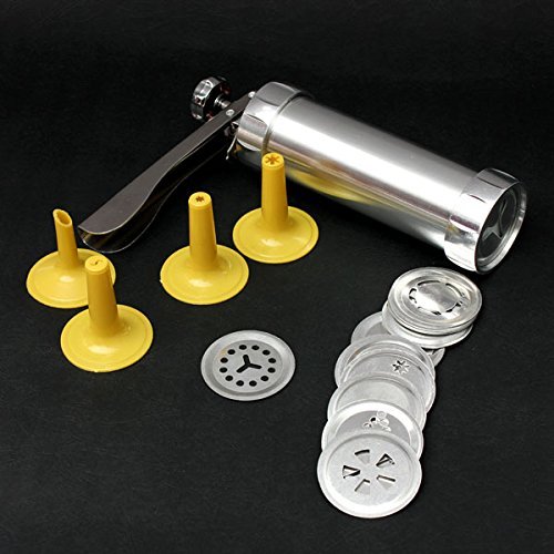 "Stainless Steel Non-Stick Cookie Press Set Include 22 Shapes & 4 Decorating Tips" shopping N4