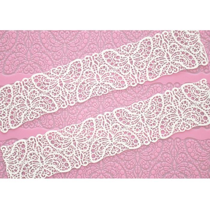 FOUR-C Baking Supplies Silicone Lace Mould Cake Mat for Cake Decorating Color Pink