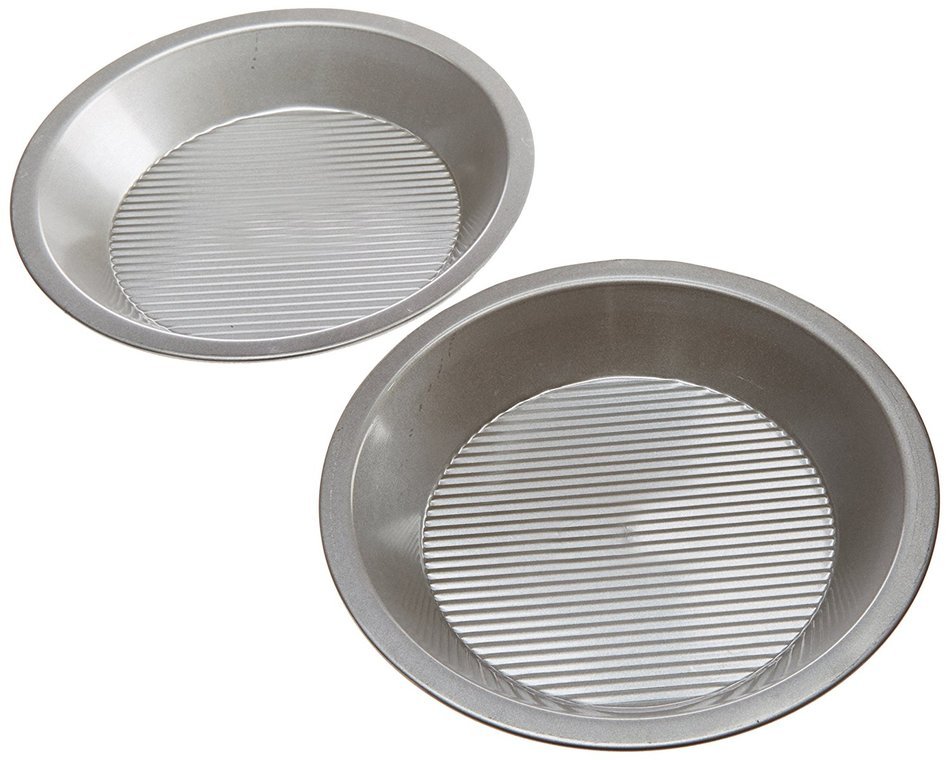 USA Pan Bakeware Aluminized Steel Set of 2, 9 x 1.5- Inch Pie Pans, Made in the USA