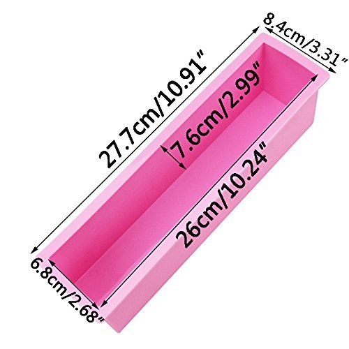 MEXUD-Rectangle Loaf Soap Mold Silicone DIY Cold Processing Tools Cake Baking Toast (Pink) N3