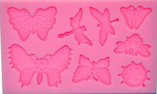 NY CAKE SM580 Silicone Butterfly and Dragonfly 8-Cavity Molds for Cake Decorating