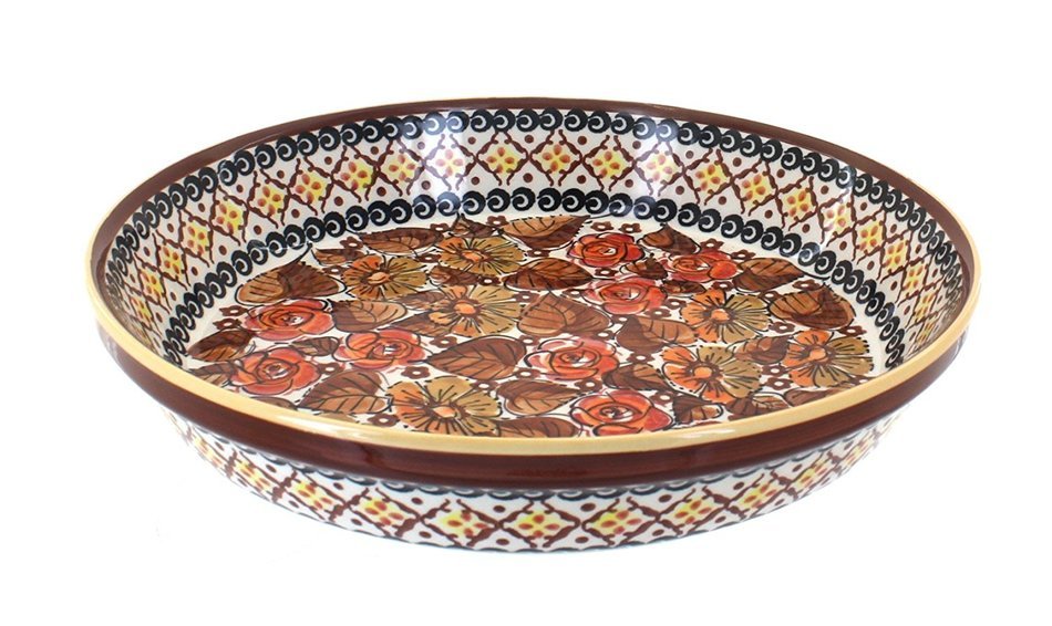 Polish Pottery Autumn Rose Pie Plate