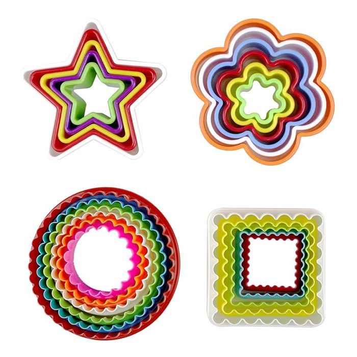 LoveS 22Pcs Biscuit Cutters Cookie Cutters Sandwich Cutters Plastic Bpa-free Multi-size Vibrant Colors Shapes...