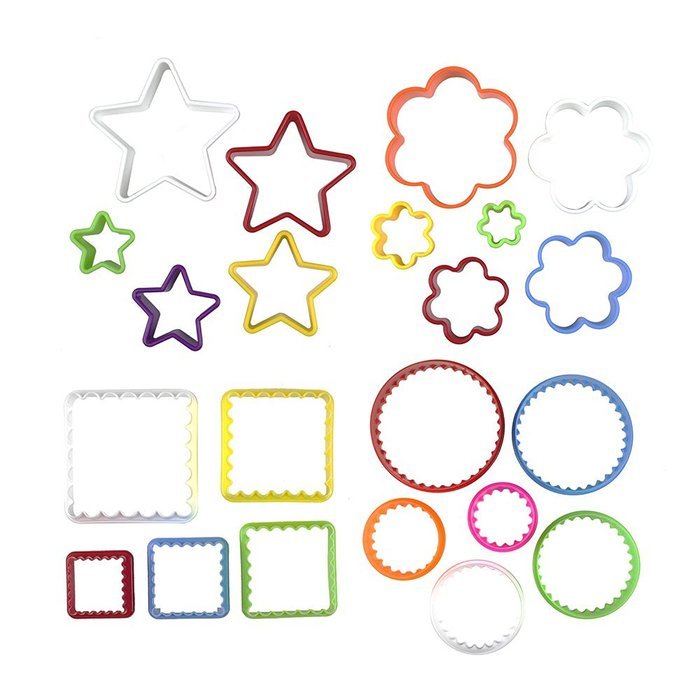 LoveS 22Pcs Biscuit Cutters Cookie Cutters Sandwich Cutters Plastic Bpa-free Multi-size Vibrant Colors Shapes... N2