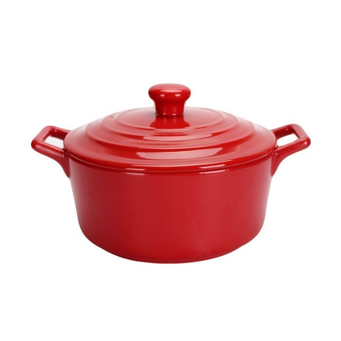 Qingsm High Temperature Resistance Ceramics Solid Color Cute Casserole 2.2L (light blue) N2