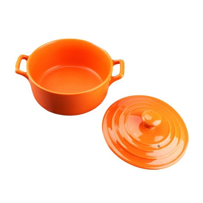 Qingsm High Temperature Resistance Ceramics Solid Color Cute Casserole 2.2L (light blue) N5