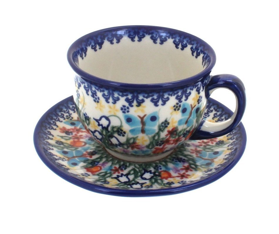 Polish Pottery Garden of Eden Cup & Saucer