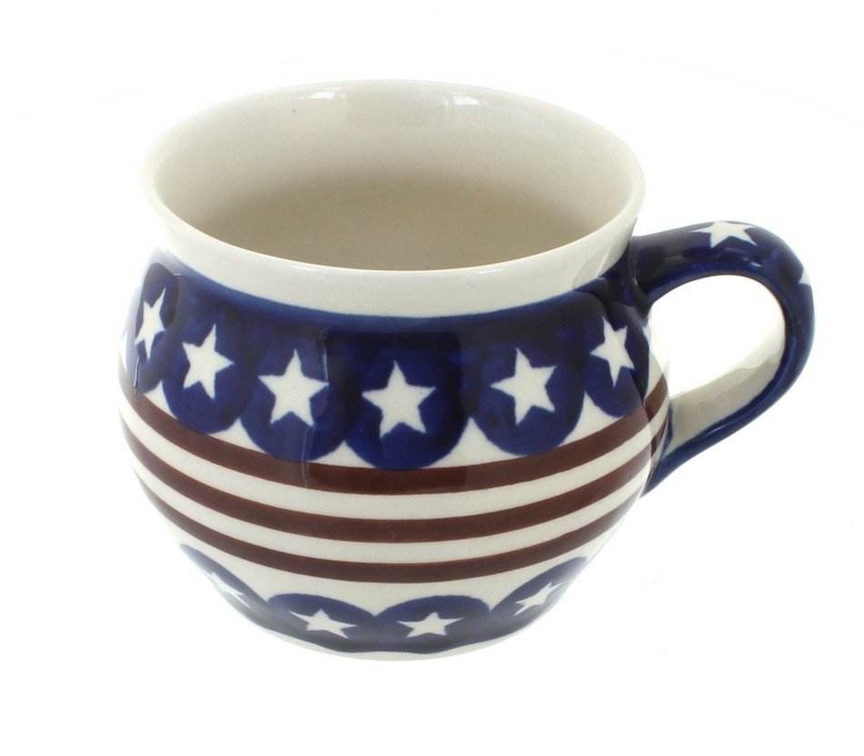 Polish Pottery Stars & Stripes Bell-Shaped Mug