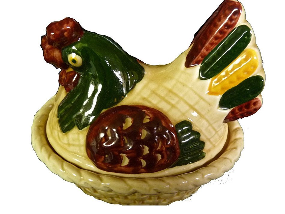 Metlox Poppytrail California Provincial Nesting Hen Rooster Covered Casserole Dish