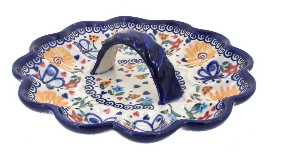 Polish Pottery Butterfly Egg Plate