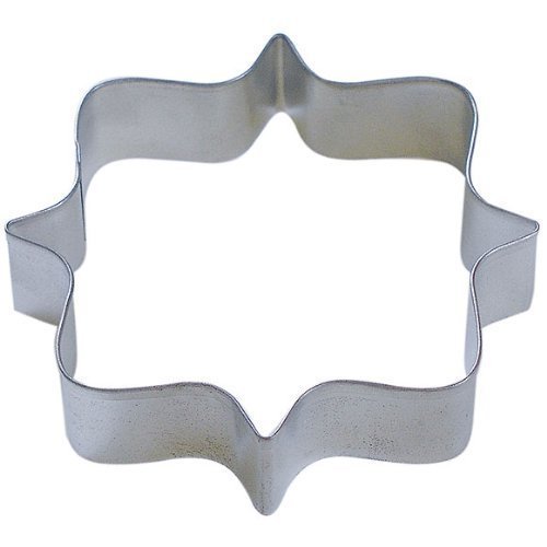 R & M Square Plaque Tinplated Frame Cookie Cutter 4.25-Inch, Silver