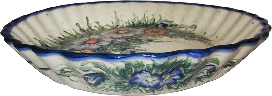 Boleslawiec Stoneware - Polish Pottery Pie Plate or Quiche Baker - Eva's Collection "Wild Field" N2