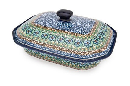 Polish Pottery Mardi Gras Large Covered Baker