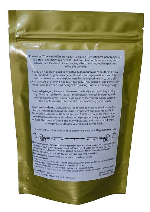 Jiaogulan Tea (Gynostemma Pentaphyllum) by Majestic Herbs | Organic Best Quality Pure Loose Leaf "Herb of Immortality... N2
