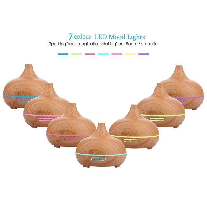 GerTong Aromatherapy Essential Oil Diffuser, 300ml Wood Grain Diffuser Cool Mist Humidifier Air Purifier for Home... N4