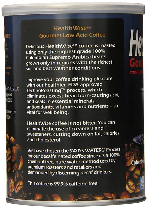 Healthwise Low Acid Columbian Gourmet Supremo Decaffeinated Coffee, 12 Ounce N4