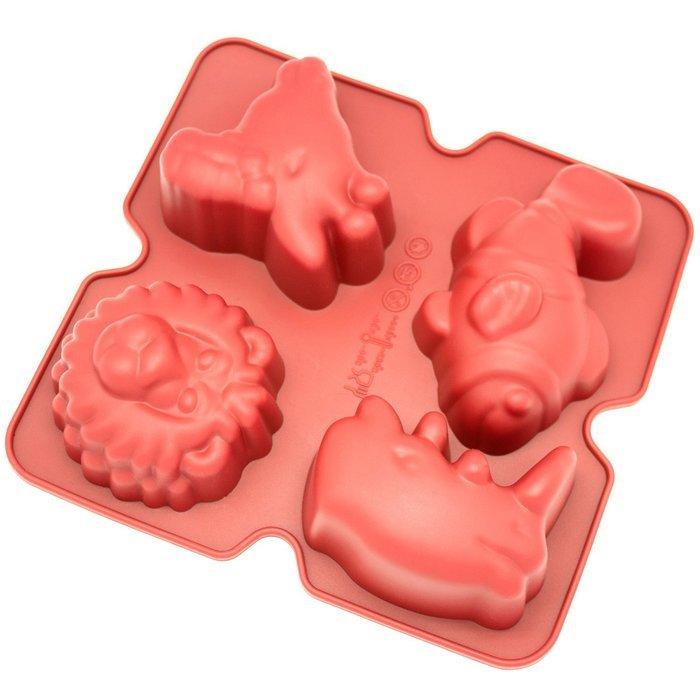 Freshware CB-900RD 4-Cavity Fun Shape Silicone Mold for Homemade Soap, Jello, Pudding, Cake, and More N4