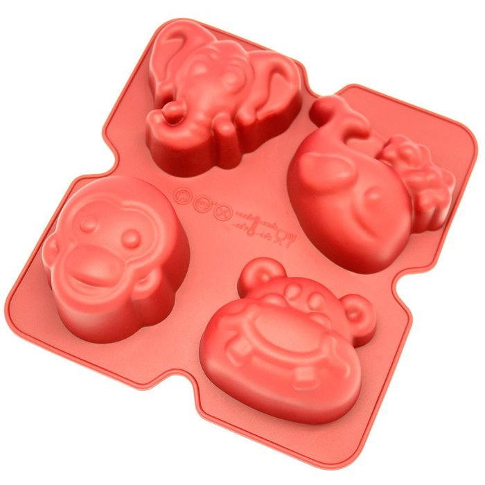 Freshware CB-900RD 4-Cavity Fun Shape Silicone Mold for Homemade Soap, Jello, Pudding, Cake, and More N6