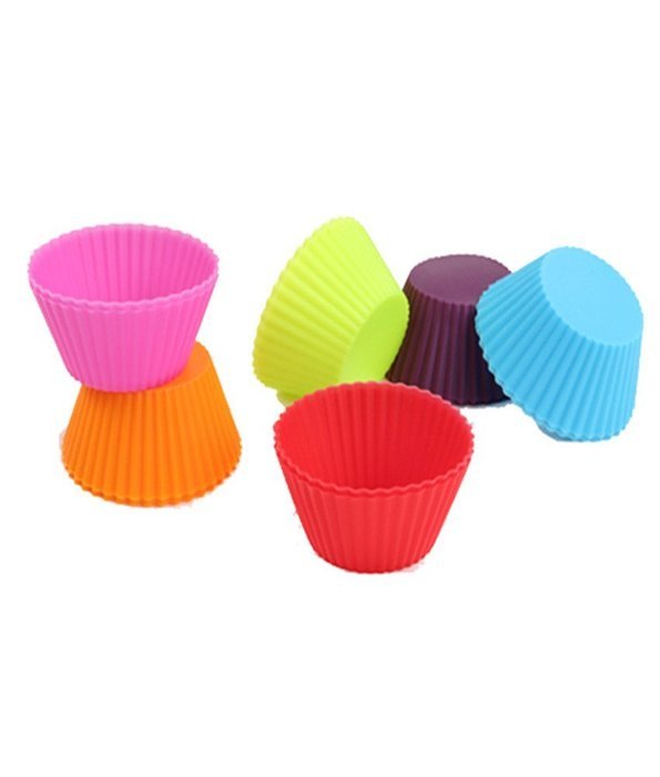 Pack of 10 Round Cupcake Silicone Mold Pan 2.7"x1.7"x1.3" Color At Random