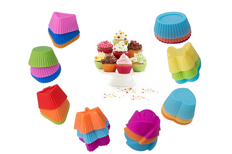Alolli Silicone Cupcake Liners - 24 Pack Baking Cups- Reusable & Nonstick Muffin Molds
