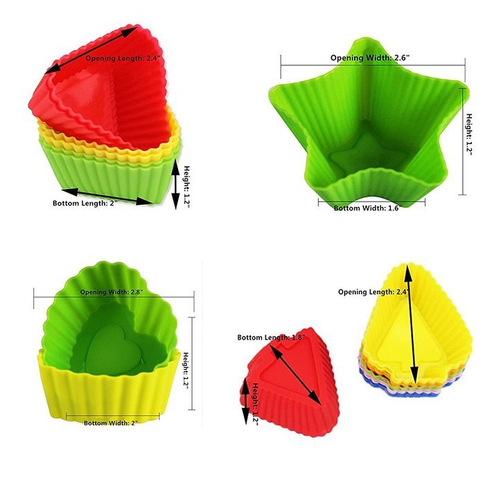 Alolli Silicone Cupcake Liners - 24 Pack Baking Cups- Reusable & Nonstick Muffin Molds N3