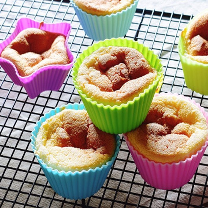 Alolli Silicone Cupcake Liners - 24 Pack Baking Cups- Reusable & Nonstick Muffin Molds N4